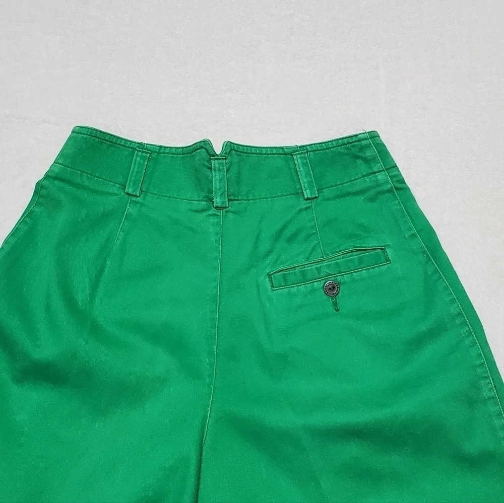 VINTAGE LizSport Green Extra High Rise Pleated Waist Wide Leg Loose Fit Shorts - Picture 8 of 14